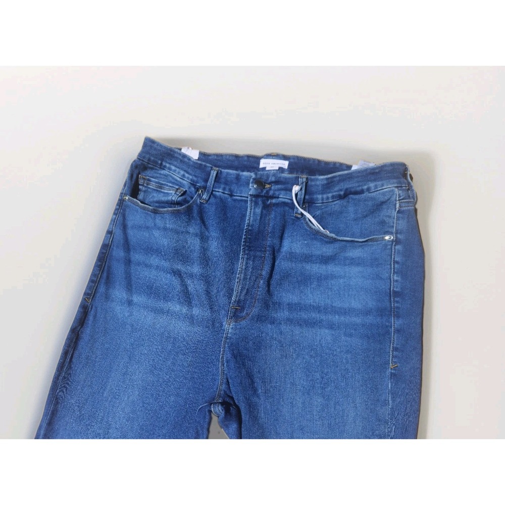 Good American Good Legs Skinny Jeans Size 20 High Rise Blue Raw Hem Stretch Plus - Picture 7 of 9